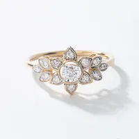 Flower Diamond Cluster Ring 10K Yellow Gold (0.20 ct tw)