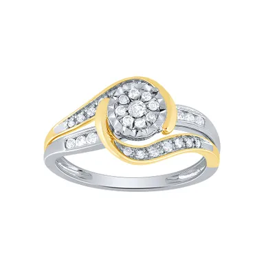 10K Yellow and White Gold Diamond Cluster Ring (0.25 ct tw)