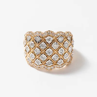 Diamond Cluster Ring 10K Yellow Gold (0.75 ct tw)