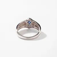 Oval Sapphire Ring With Diamond Accents 10K Yellow and White Gold