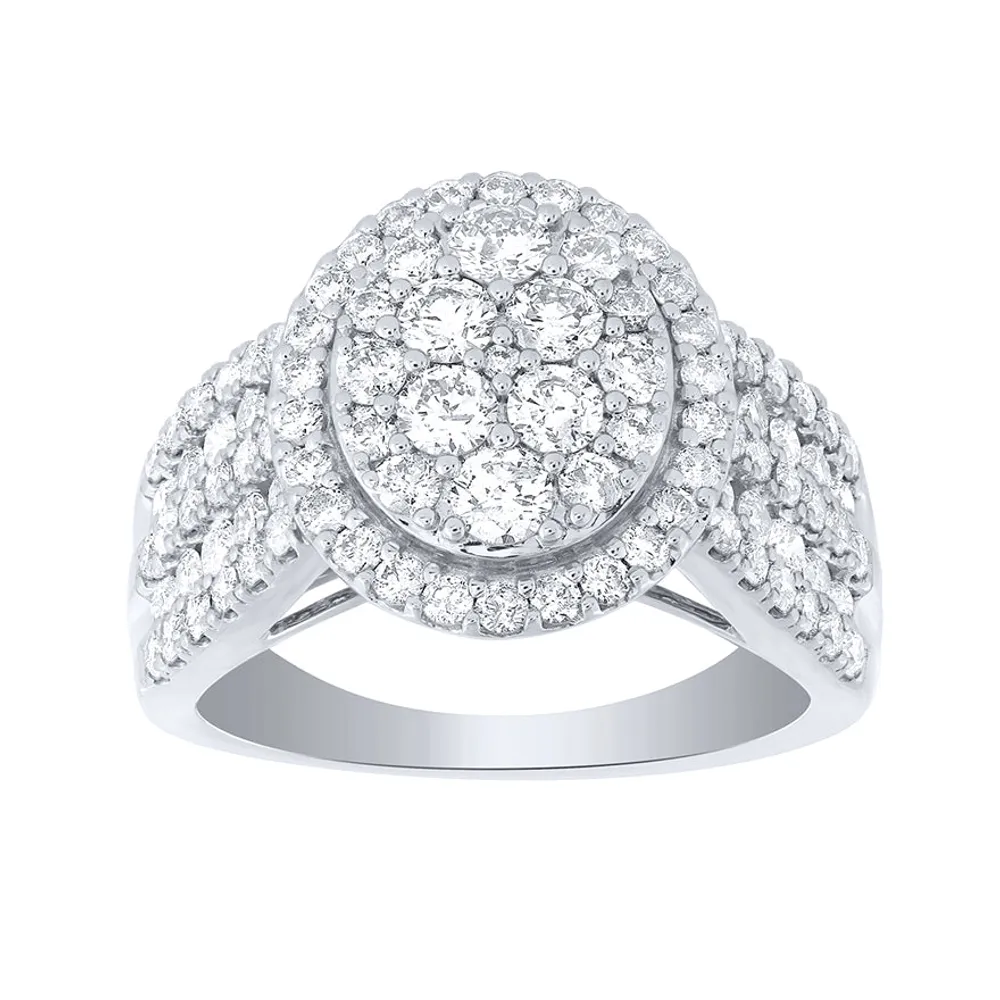 Diamond Cluster Ring 10K White Gold (2.00 ct tw)