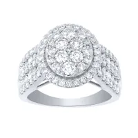 Diamond Cluster Ring 10K White Gold (2.00 ct tw)