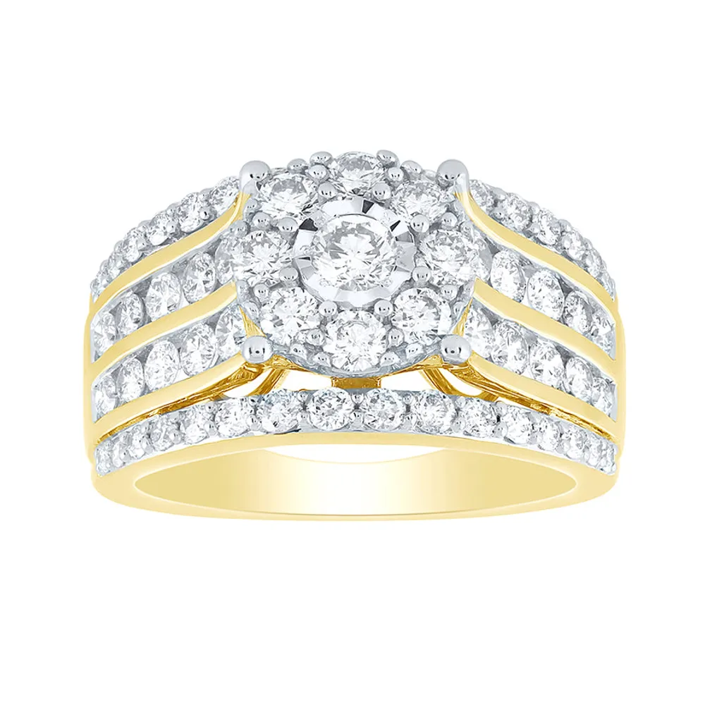 Diamond Cluster Ring 10K Yellow Gold (2.00 ct tw)