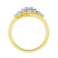 -Lilith- 10K Yellow and White Gold Diamond Cluster Ring (0.20 ct tw)