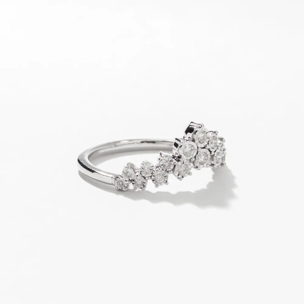 Tiara Cluster Diamond Ring 10K White Gold (0.20 ct tw)