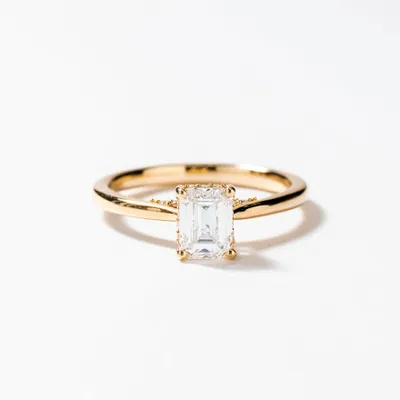 Emerald Cut Diamond Engagement Ring 14K Yellow Gold (1.03 ct tw)