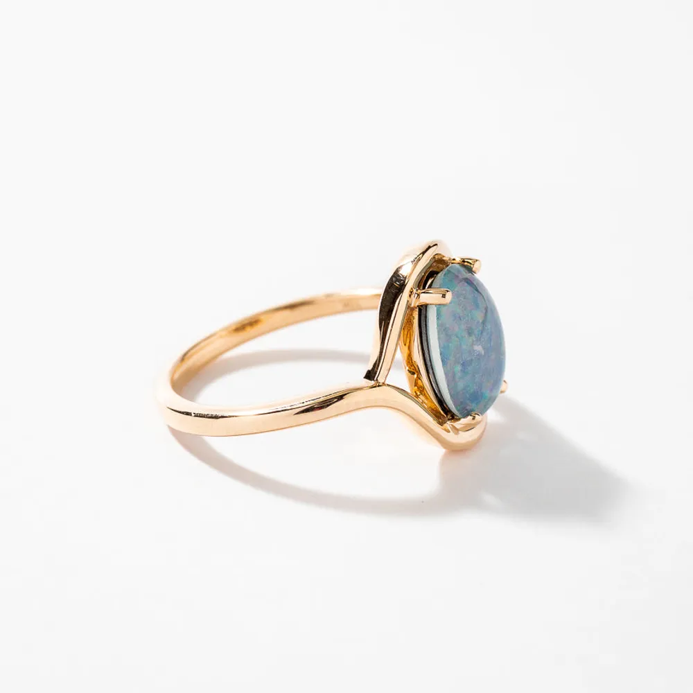 Triplet Opal Ring 10K Yellow Gold