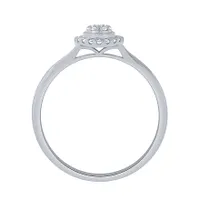 Oval Halo Diamond Cluster Promise Ring 10K White Gold (0.14 ct tw)