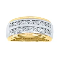 10K Yellow and White Gold Double Row Gents Diamond Ring (0.25ct tw)