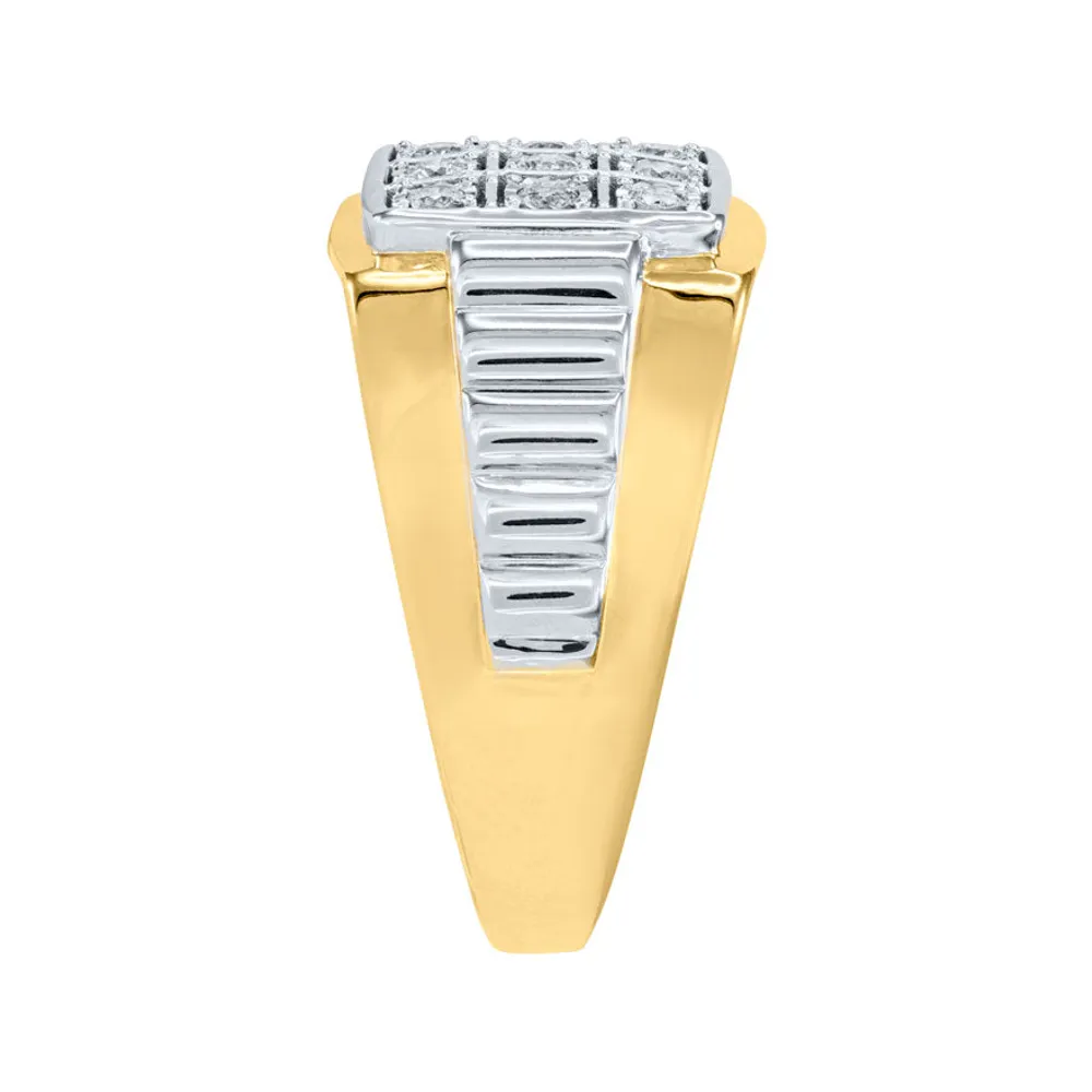 Men’s 10K Two-Tone Yellow and White Gold Diamond Cluster Ring (0.25ct