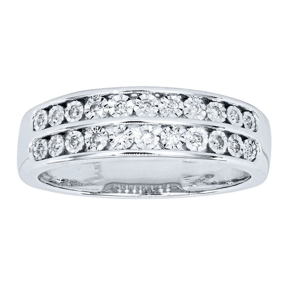 Miracle Mark Double Row Diamond Anniversary Band 10K White Gold (0.