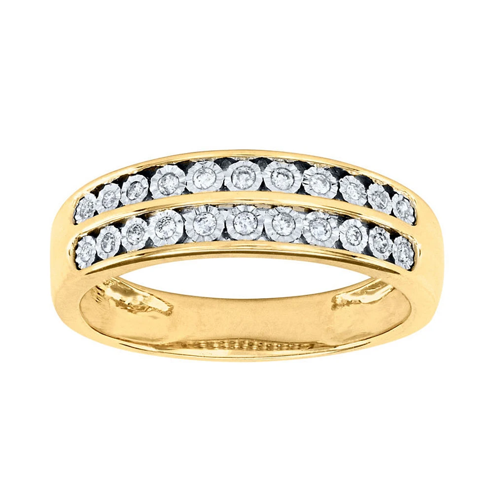 10K Yellow and White Gold Channel Set Double Row Diamond Anniversary B