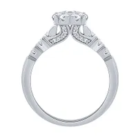 Diamond Cluster Engagement Ring 10K White Gold (0.75 ct tw)