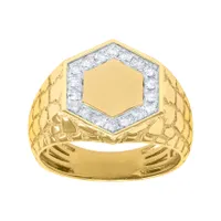 10K Yellow Gold Men’s Diamond Signet Ring (0.50 ct tw)