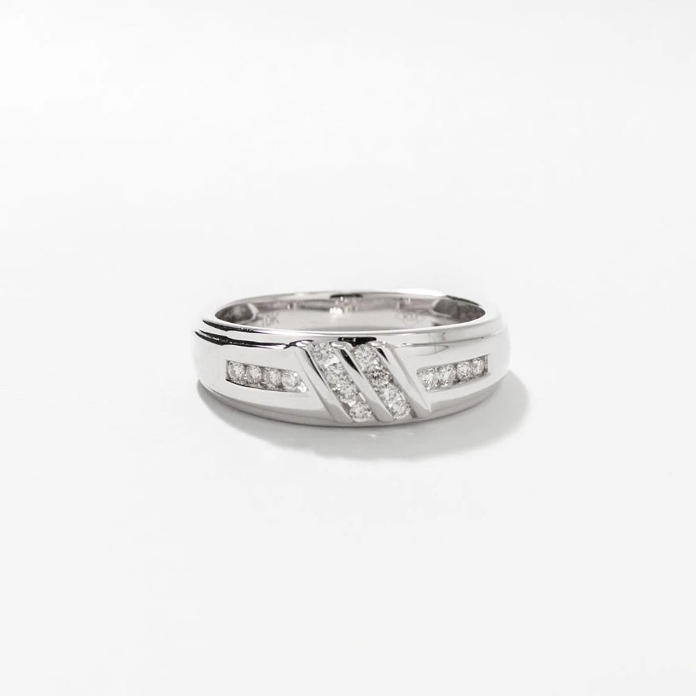 Men’s Diamond Wedding Band 10K White Gold (0.24 ct tw)