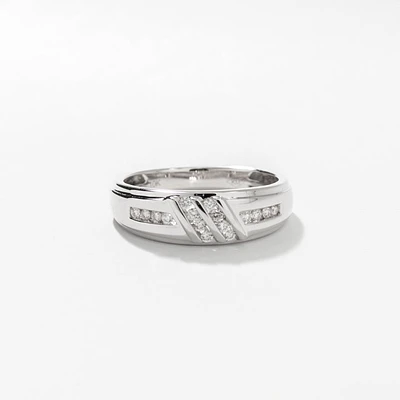 Men’s Diamond Wedding Band 10K White Gold (0.24 ct tw)
