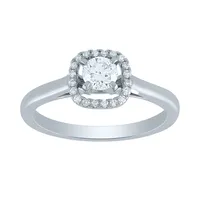 Angeline- 14K Gold Halo Diamond Engagement Ring (0.38 ct tw