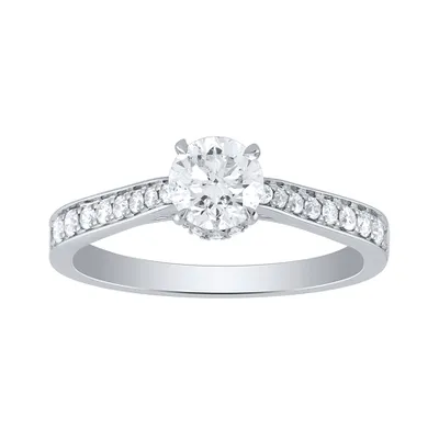 1.50 Ct. Princess Cut 2 Row Wide Band Diamond Engagement Ring