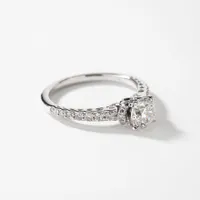 Diamond Engagement Ring With Sapphire Accents 14K White Gold (1.22