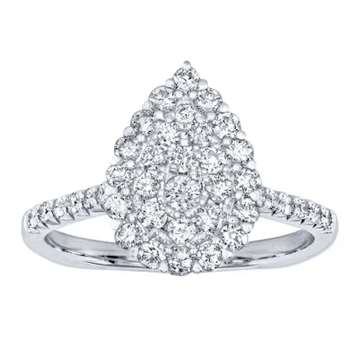 White Gold Pear Shape Diamond Cluster Ring 10K (0.75ct t