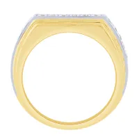 Gents Two Row Diamond Ring 10K Yellow and White Gold (1.00ct tw)