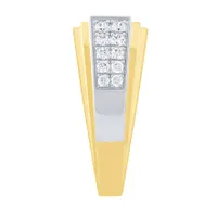 Gents Two Row Diamond Ring 10K Yellow and White Gold (1.00ct tw)