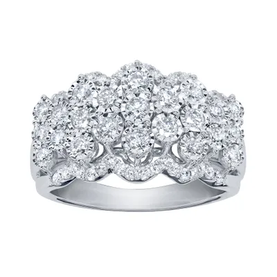 - Majestic Diamond Cluster Ring 10K White Gold (1.00 ct tw)