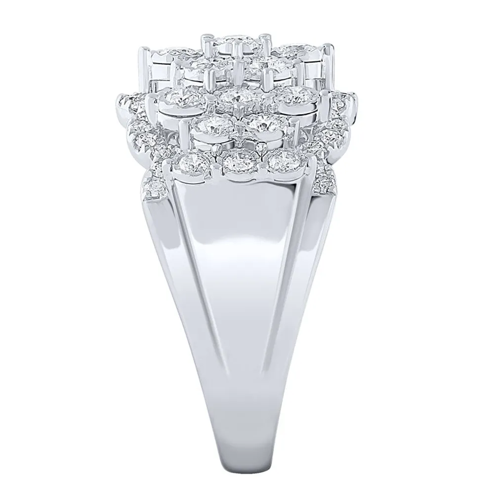 - Majestic Diamond Cluster Ring 10K White Gold (1.00 ct tw)