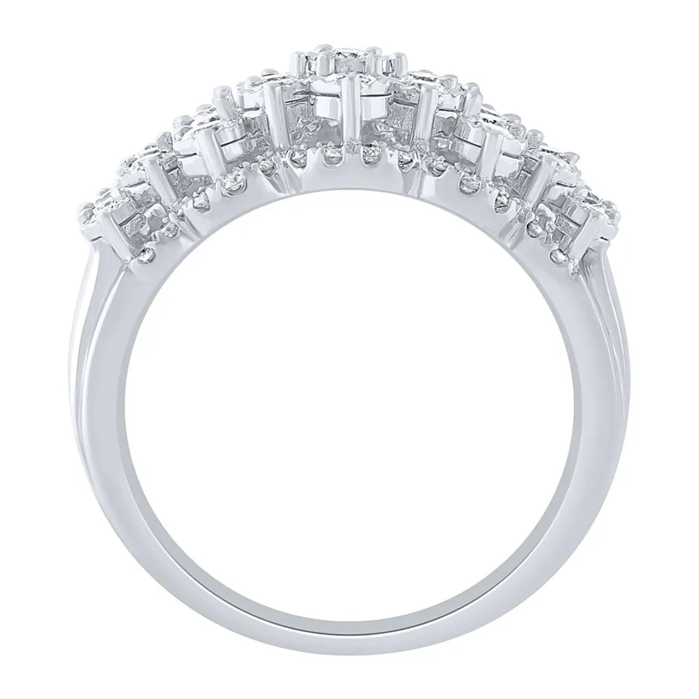 - Majestic Diamond Cluster Ring 10K White Gold (1.00 ct tw)