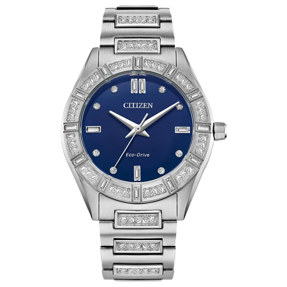 Citizen Eco-Drive Silhouette Blue Dial Stainless Steel Bracelet EM1020