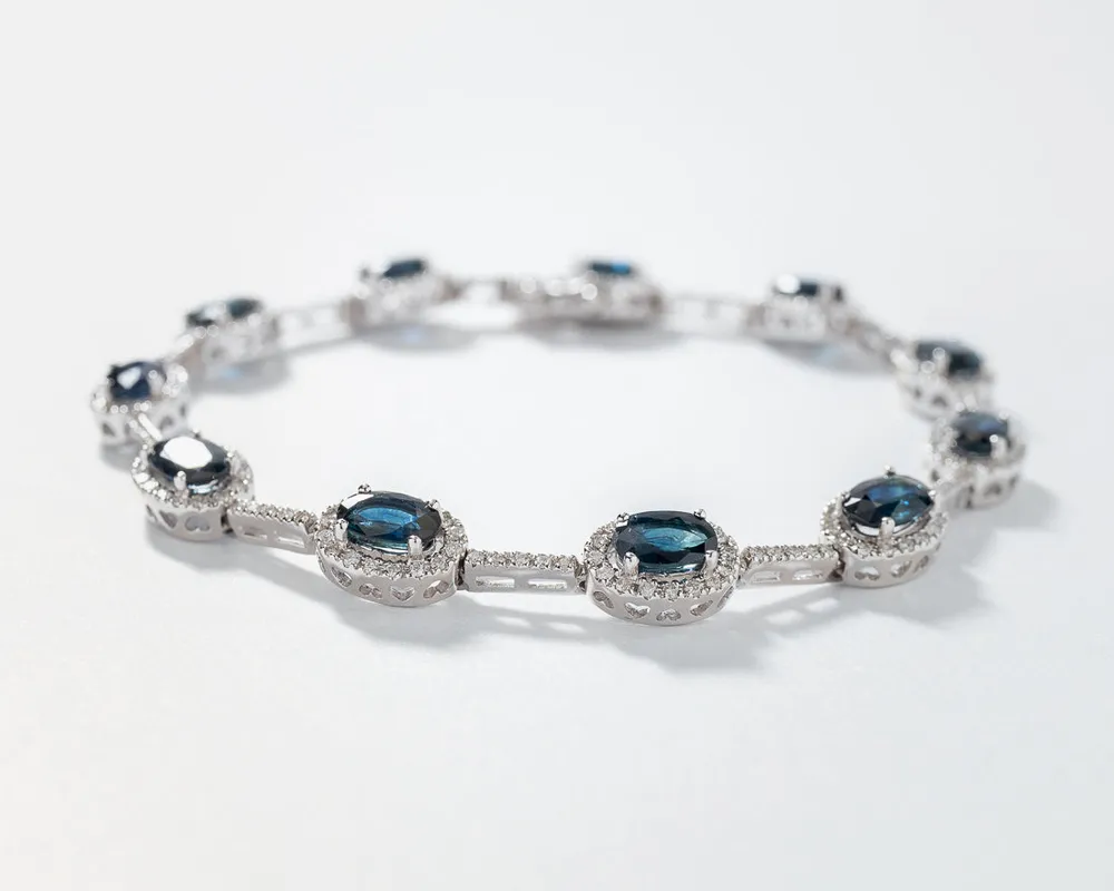 Sapphire and Diamond Bracelet in 14K White Gold