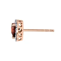 Heart Shape Garnet and Diamond Earrings in 14K Rose Gold