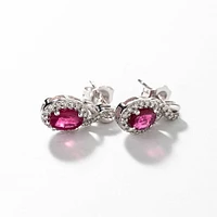 Ruby Earrings with Diamond Accents in 10K White Gold