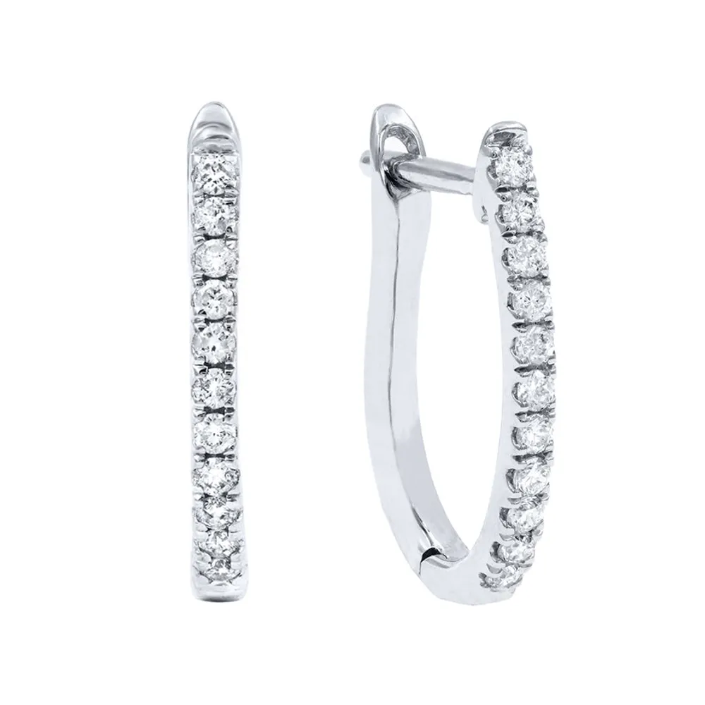 Diamond Claw-Set Hoop Earrings in 14K White Gold (0.14 ct tw)