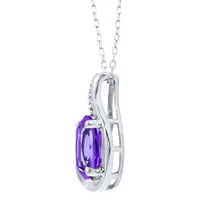 Amethyst Pendant Necklace with Diamond Accents in 10K White Gold