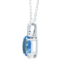 Blue Topaz Pendant Necklace with Diamond Accent in 10K White Gold