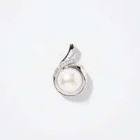 14K White Gold Pearl and Diamond Pendant