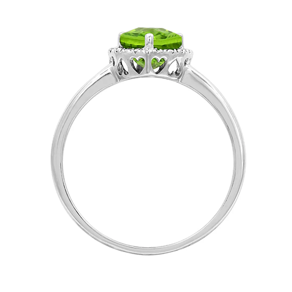 Heart Shaped Peridot Ring 14K White Gold