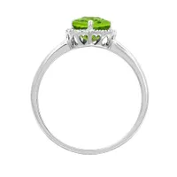 Heart Shaped Peridot Ring 14K White Gold