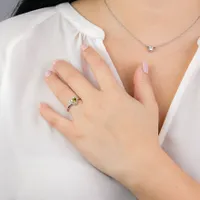 Heart Shaped Peridot Ring 14K White Gold