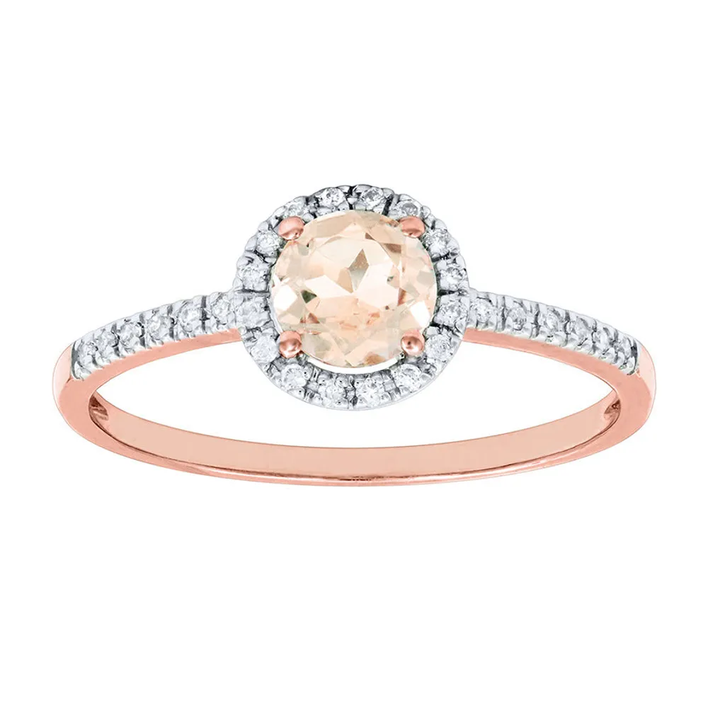 Morganite Ring with Diamond Accents 14K Rose Gold