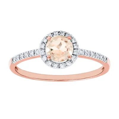 Morganite Ring with Diamond Accents 14K Rose Gold
