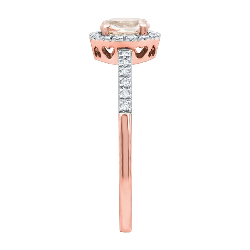 Morganite Ring with Diamond Accents 14K Rose Gold