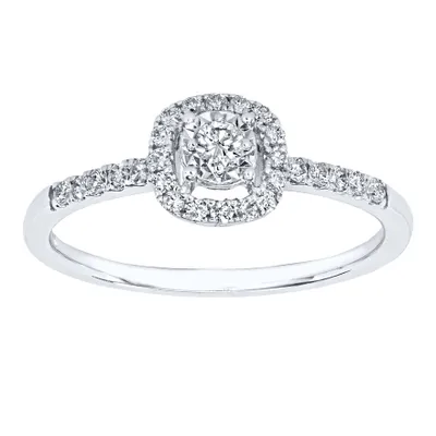 Diamond Halo Ring of the Miracle Mark Collection 14K White Gold wit
