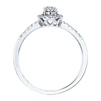 Diamond Halo Ring of the Miracle Mark Collection 14K White Gold wit