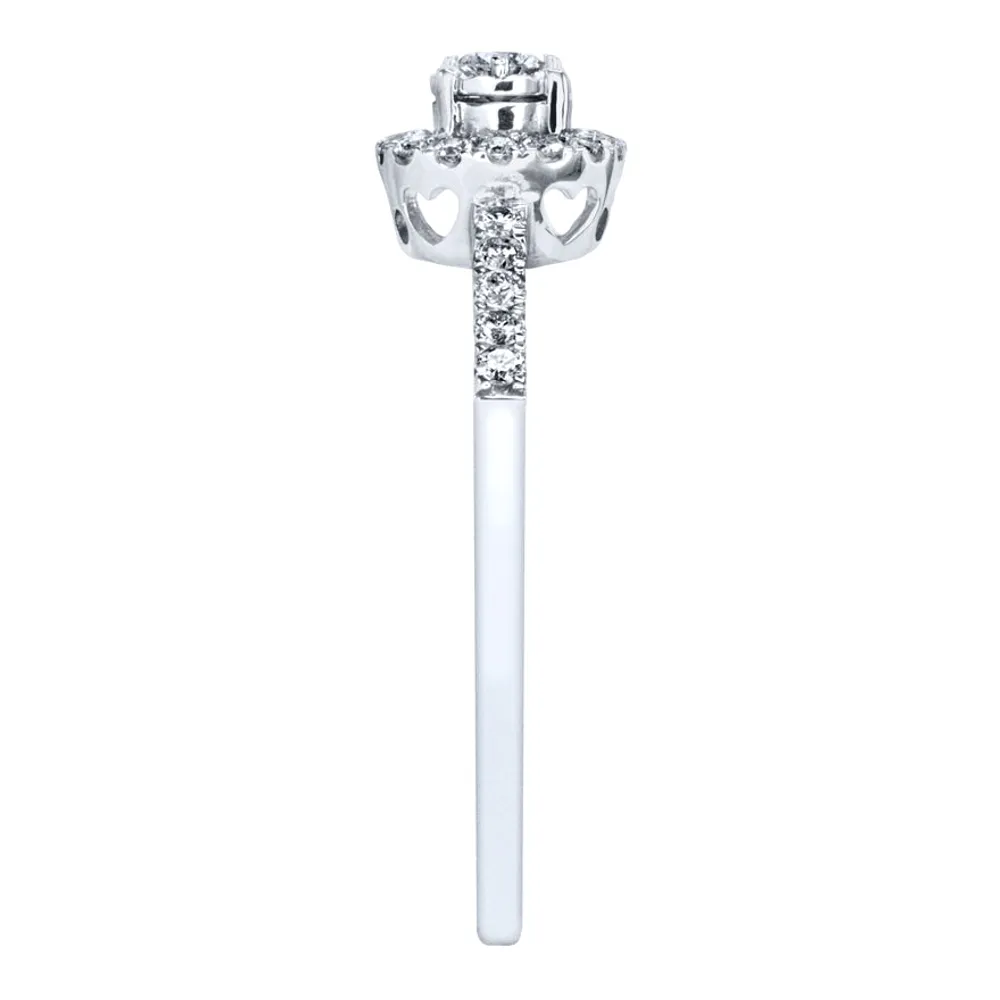 Diamond Halo Ring of the Miracle Mark Collection 14K White Gold wit