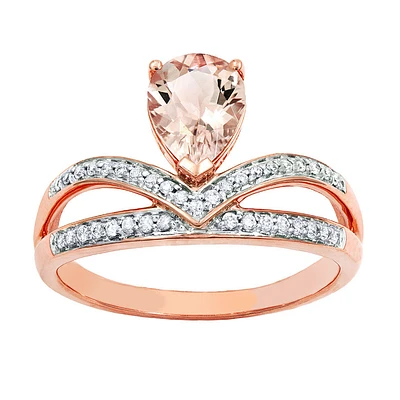Pear-Shaped Morganite and Diamond Ring 14K Rose Gold
