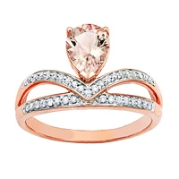 Pear-Shaped Morganite and Diamond Ring 14K Rose Gold