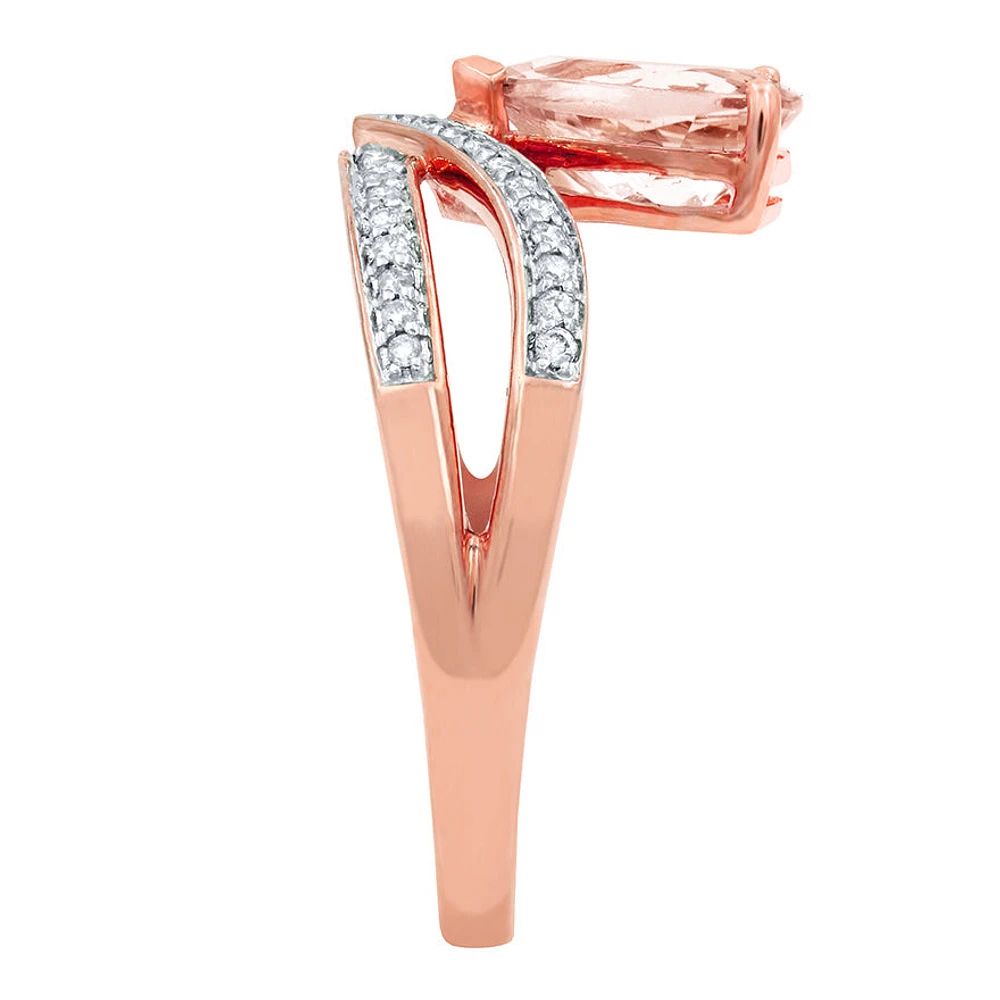 Pear-Shaped Morganite and Diamond Ring 14K Rose Gold