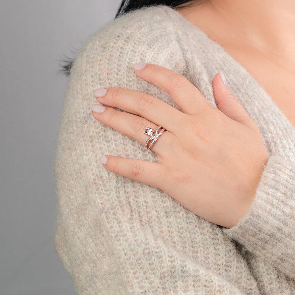 Pear-Shaped Morganite and Diamond Ring 14K Rose Gold